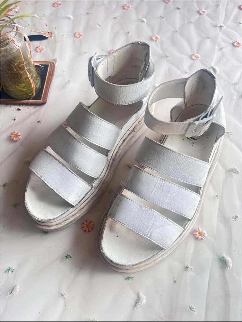 Dr. Martens CLARISSA White Women's Triple-Strap Leather Sandals